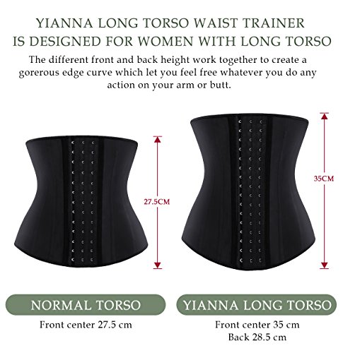 YIANNA Faja Reductora Mujer Largo Torso Waist Trainer Corset Reductor Fajas Colombianas Moldeadoras Lumbar Latex Negro, 110688 Size S