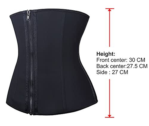 YIANNA Mujer Fajas Reductoras Abdomen Cremallera Cinturilla Reductora Faja Moldeadora Waist Trainer Corset Reductor Colombianas Negro,2219 Size L