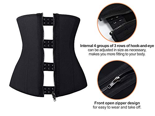 YIANNA Mujer Fajas Reductoras Abdomen Cremallera Cinturilla Reductora Faja Moldeadora Waist Trainer Corset Reductor Colombianas Negro,2219 Size L