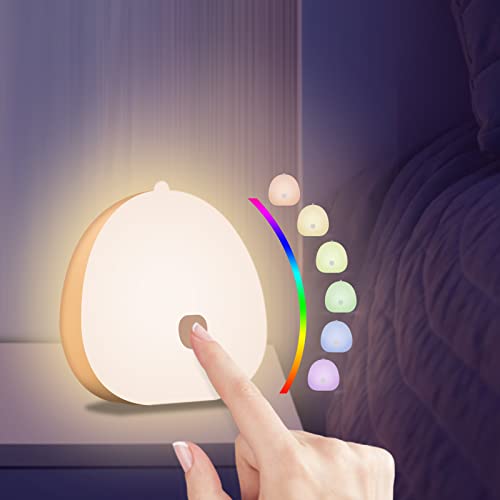 YIFACOOM Luz Nocturna Infantil, Luz Nocturna Bebé LED Recargable USB-C, Lámpara de Noche Control Táctil Cambiando Color RGB, Nocturna Lactancia Materna con Brillo Ajustable, para Escalera, Dormitorio