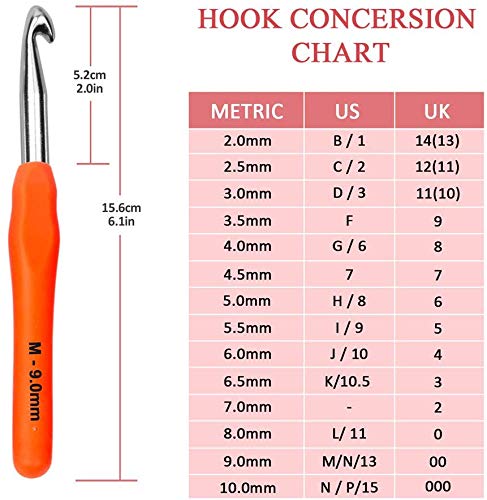 Yiiky Agujas de Ganchillo, 14 Pzs ErgonóMico Suave Antideslizante Mangos De Goma Juego De Agujas De Tejer con Estuche, Ideal para Cualquier Tipo De PatróN E Hilado - 2Mm~10Mm, Regalo para Mujer