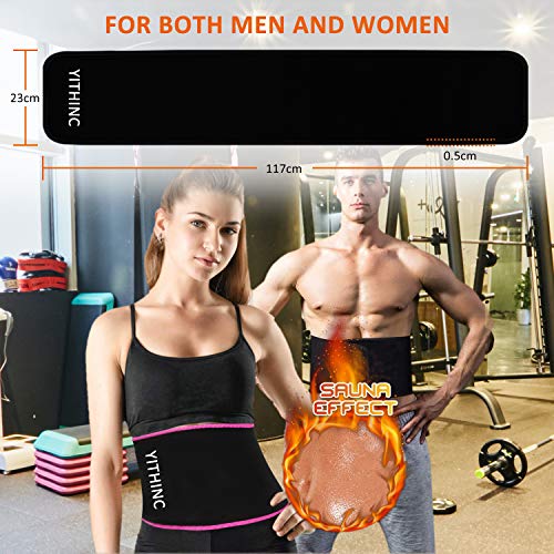 YITHINC Fajas Reductoras Adelgazantes, Cintura Entrenador Ajustable del estomacal Quemar Grasa Efecto de Sauna con Brazalete Multifuncional para Hombres y Mujeres