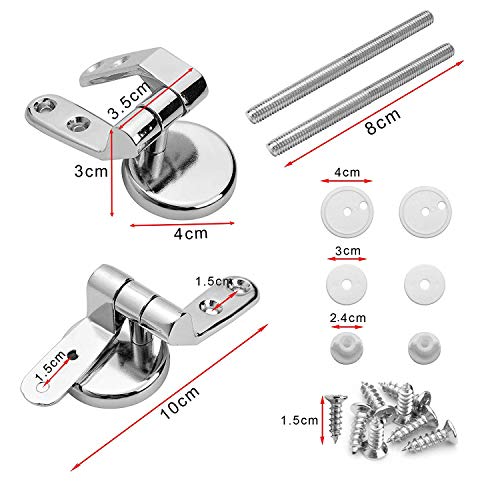 Yizhet 1 Par Bisagras Asientos de Inodoro Acabado Cromo Conexiones Incorporadas,Juego de fijación Resina Asientos de inodoro para WC-asiento Kit de reparación bricolaje