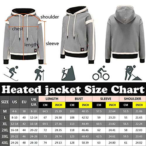 YJF-JK Sudadera con Capucha Calefactable para Hombres Y Mujeres con 9 Zonas Calefacción Chaquetas con Capucha para Calentar El Cuerpo con Carga USB para Pesca, Esquí (Sin Banco Energía),Negro,L