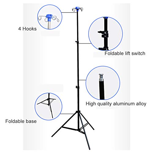 YJI Soporte Portátil para Poste IV Plegable, 4 Ganchos, 3 Patas con Estante De Soporte De Exhibición De Altura Ajustable, Aleación De Aluminio, 44 ​​LB De Capacidad De Carga  