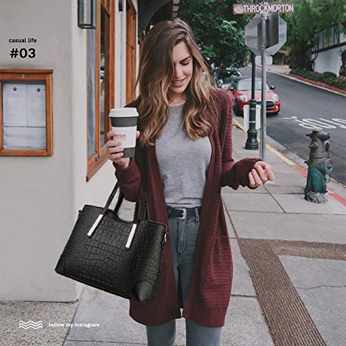 YNIQUE Bolsos de Mujer Bolso Bandolera Tote Totalizador Señoras Moda Grande De Hombro Bolsos PU Cuero Billetera 2pcs Set