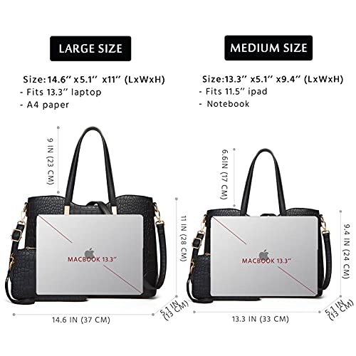 YNIQUE Bolsos de Mujer Bolso Bandolera Tote Totalizador Señoras Moda Grande De Hombro Bolsos PU Cuero Billetera 2pcs Set