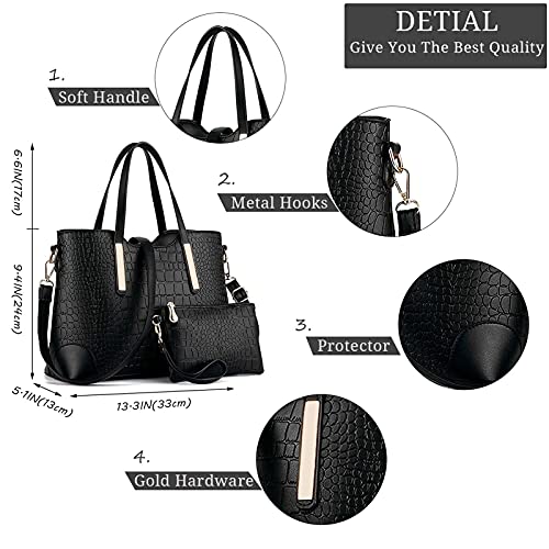 YNIQUE Bolsos de Mujer Bolso Bandolera Tote Totalizador Señoras Moda Grande De Hombro Bolsos PU Cuero Billetera 2pcs Set