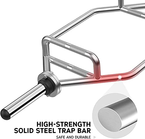 YOLEO Barra Hexagonal olímpica Barras de Pesas - Barra de Trampa de Peso Muerto de 56", Barra de Levantamiento de Pesas con manijas estriadas para Entrenamiento de Ejercicios de Gimnasio en casa