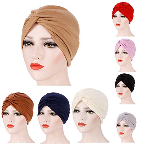 YONKINY Gorra Beanie De Tela Mujer Turbante para Cabeza Sombrero Indio Turbante Gorro Oncológico para Quimio Cáncer Pérdida de Pelo Cabello Gorro de Dormir (Negro)