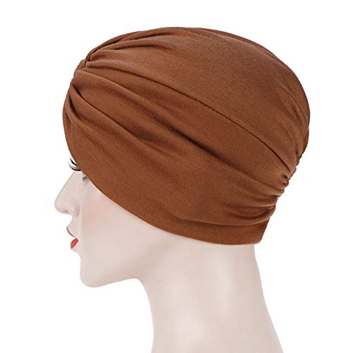 YONKINY Gorra Beanie De Tela Mujer Turbante para Cabeza Sombrero Indio Turbante Gorro Oncológico para Quimio Cáncer Pérdida de Pelo Cabello Gorro de Dormir (Negro)