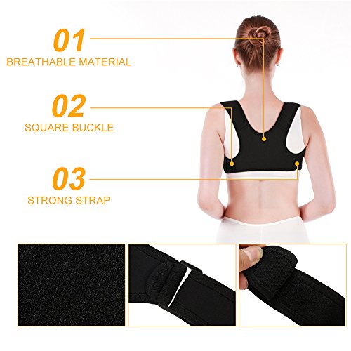 Yotown Corrector de Postura de la clavícula del Apoyo, Ajustable Hombro Postural Correction Band Jorobado Back Pain Relief Corrector Brace, para Adolescentes, Mujeres y Hombres