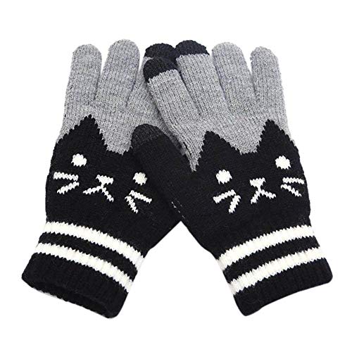 YOUZHA Guantes de invierno para mujer y hombre, corte de gato, pantalla táctil, pantalla táctil, pantalla de clic, guantes sensoriales para mujer, color gris