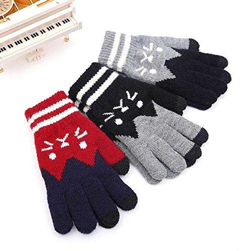 YOUZHA Guantes de invierno para mujer y hombre, corte de gato, pantalla táctil, pantalla táctil, pantalla de clic, guantes sensoriales para mujer, color gris