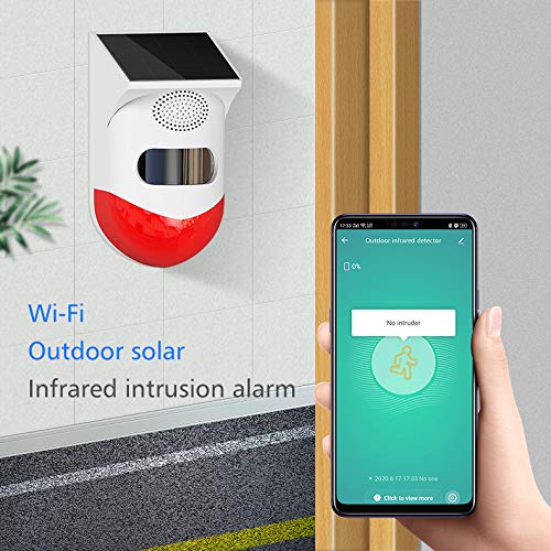 Yueyang Outdoor Solar Security Alarm Sensor de Movimiento WiFi Pir Sistema de Alarma Luz Sirena de Seguridad Inalámbrico Mando a Distancia Impermeable para Hogar