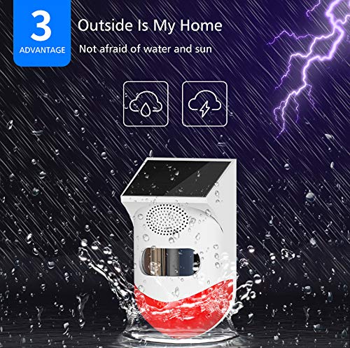 Yueyang Outdoor Solar Security Alarm Sensor de Movimiento WiFi Pir Sistema de Alarma Luz Sirena de Seguridad Inalámbrico Mando a Distancia Impermeable para Hogar