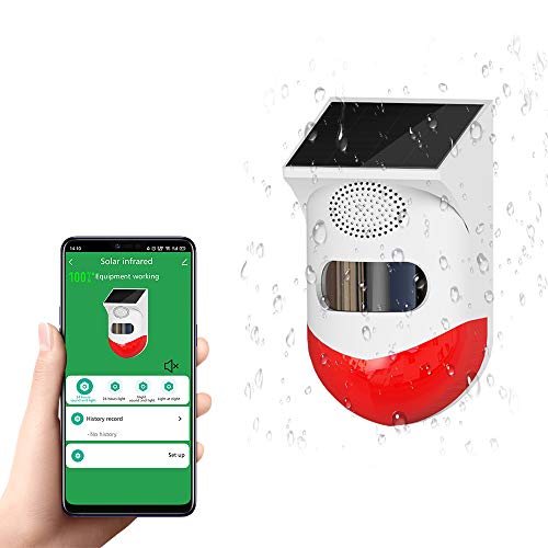 Yueyang Outdoor Solar Security Alarm Sensor de Movimiento WiFi Pir Sistema de Alarma Luz Sirena de Seguridad Inalámbrico Mando a Distancia Impermeable para Hogar