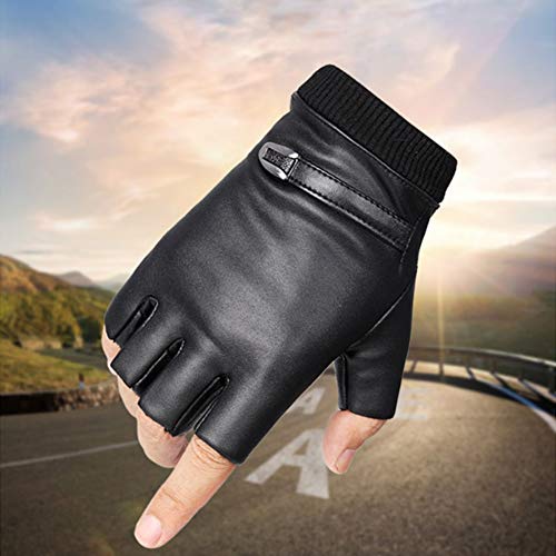 YUIP Guantes de invierno sin dedos Guantes de conducción de cuero sin dedos Guantes sin dedos hombre Unisex Hombre