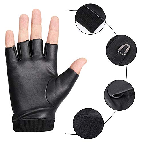 YUIP Guantes de invierno sin dedos Guantes de conducción de cuero sin dedos Guantes sin dedos hombre Unisex Hombre