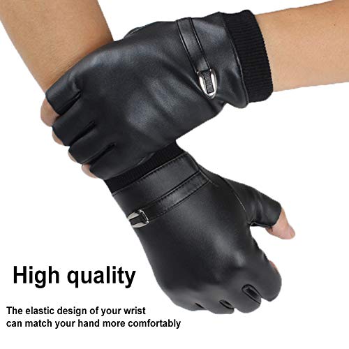 YUIP Guantes de invierno sin dedos Guantes de conducción de cuero sin dedos Guantes sin dedos hombre Unisex Hombre