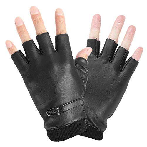 YUIP Guantes de invierno sin dedos Guantes de conducción de cuero sin dedos Guantes sin dedos hombre Unisex Hombre