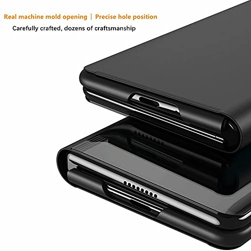 YukeTop Fundas para Samsung Galaxy Z Fold 2 Funda, Flip Smart Clear View Standing Cover, el Espejo Ultrafino, Carcasa Funda para Samsung Galaxy Z Fold 2 Case.(Negro)