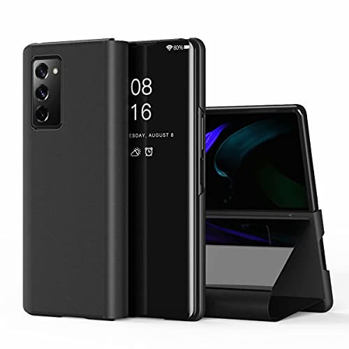 YukeTop Fundas para Samsung Galaxy Z Fold 2 Funda, Flip Smart Clear View Standing Cover, el Espejo Ultrafino, Carcasa Funda para Samsung Galaxy Z Fold 2 Case.(Negro)