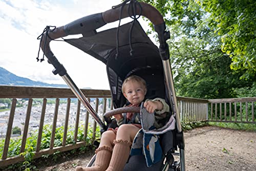 Zamboo Parasol Carrito Bebe Universal / Toldo silla paseo DELUXE / Protector solar para cochecitos y capazos enrollable con Protección solar UV 50+ - Gris