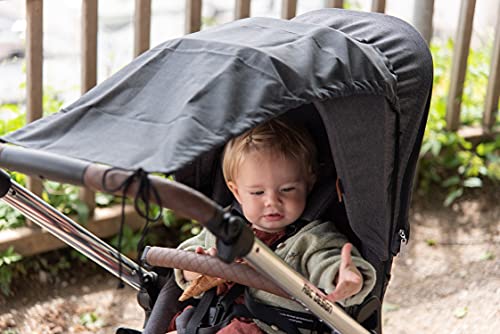 Zamboo Parasol Carrito Bebe Universal / Toldo silla paseo DELUXE / Protector solar para cochecitos y capazos enrollable con Protección solar UV 50+ - Gris