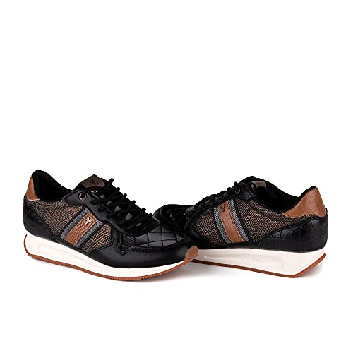 Zapatilla Sneaker Yumas Camille Negro Bronce Fabricado en Microfibra y nilón Transpirable. Plantilla Textil para Mujer