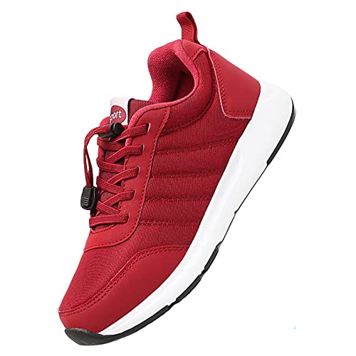 Zapatillas de Deporte Exterior ,Zapatillas de deporte de malla transpirable para mujer de , ideales para correr, con plataforma y cojín de aire,Red_36