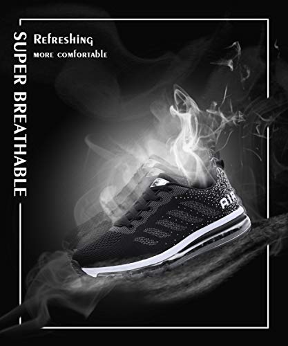 Zapatillas de Deporte Hombre Mujer Running Bambas Ligero Zapatos para Correr Respirable Calzado Deportivo Andar Crossfit Sneakers Gimnasio Moda Casuales Fitness Outdoor Blackwhite 46