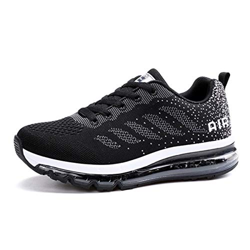 Zapatillas de Deporte Hombre Mujer Running Bambas Ligero Zapatos para Correr Respirable Calzado Deportivo Andar Crossfit Sneakers Gimnasio Moda Casuales Fitness Outdoor Blackwhite 46