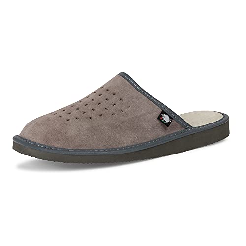 Zapatillas de Estar por casa para Hombre de FOOTHUGS, Piel Natural, Plantilla de Espuma con Memoria, con Plantilla, Ajuste Normal/Ancho, Color Marrón, Talla 42 EU