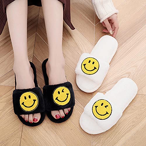 Zapatillas Microondas,Zapatillas De AlgodóN De Felpa Cortas De Superdensidad con Cara Sonriente De Dibujos Animados De Piel De Conejo JaponéS Y Coreano, Zapatillas Antideslizantes De Fondo Suave para