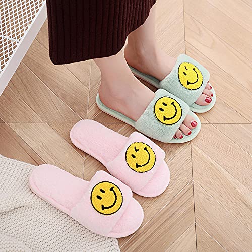 Zapatillas Microondas,Zapatillas De AlgodóN De Felpa Cortas De Superdensidad con Cara Sonriente De Dibujos Animados De Piel De Conejo JaponéS Y Coreano, Zapatillas Antideslizantes De Fondo Suave para