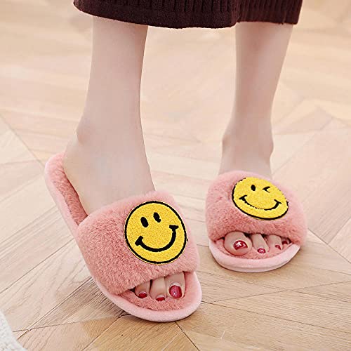 Zapatillas Microondas,Zapatillas De AlgodóN De Felpa Cortas De Superdensidad con Cara Sonriente De Dibujos Animados De Piel De Conejo JaponéS Y Coreano, Zapatillas Antideslizantes De Fondo Suave para