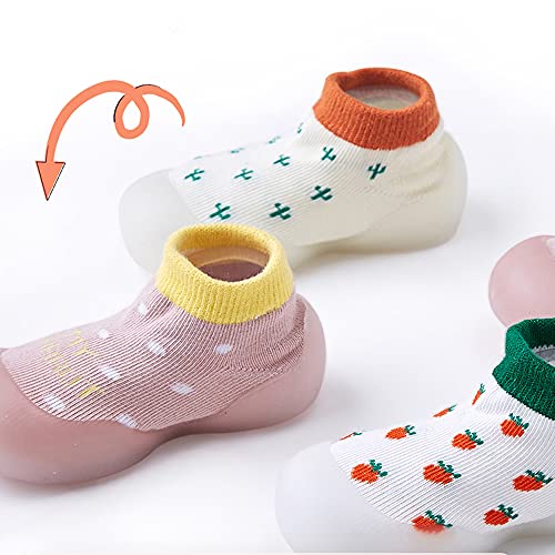 Zapatos de bebé Primeros para Caminar, 6-24 Meses calcetín Zapatos Zapatillas de bebé,Catus Zanahoria Kids Socks Boy Girl Toddler Rubber TPR Soft Sneakers (Little Carrot, Numeric_18)