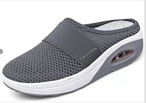 Zapatos para Caminar sin Cordones con cojín de Aire para Mujer, Zapatos para Caminar ortopédicos para diabéticos, Zapatos sin Cordones con cojín de Aire Informales de Punto (41,Dark Gray)