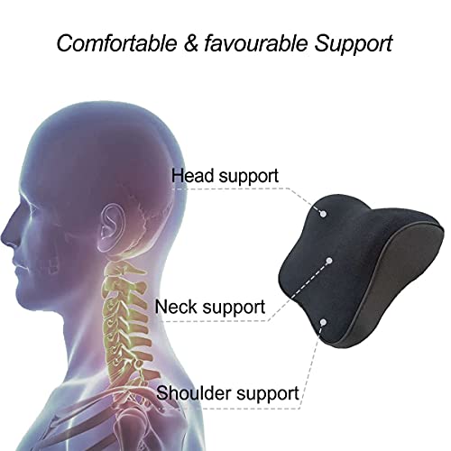 ZATOOTO Reposacabezas Coche - Reposacabezas Coche Cojin Con Espuma de Memoria, Diseño Ergonómico y Para Aliviar el Dolor de Cuello, Correas Ajustables y Funda Lavable (Negro)