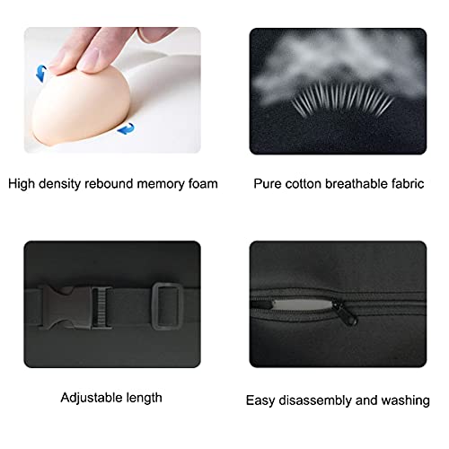 ZATOOTO Reposacabezas Coche - Reposacabezas Coche Cojin Con Espuma de Memoria, Diseño Ergonómico y Para Aliviar el Dolor de Cuello, Correas Ajustables y Funda Lavable (Negro)