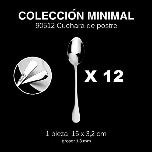 ZCENTER 12 cucharas Postre Acero INOX Colección Minimal (Cuchara de Postre)