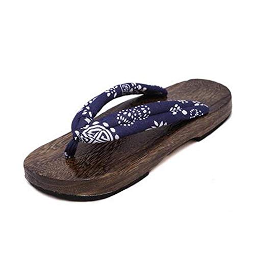 ZCPCS Hombre de madera de punta cuadrada étnica japonesa oriental oriental geta obstruidos kimono año nuevo baño desgaste flip chanclas zapatos para hombre ( Color : Color9 , Shoes Size : 42 )