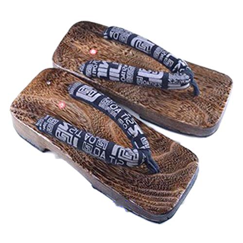 ZCPCS Hombre de madera de punta cuadrada étnica japonesa oriental oriental geta obstruidos kimono año nuevo baño desgaste flip chanclas zapatos para hombre ( Color : Color9 , Shoes Size : 42 )