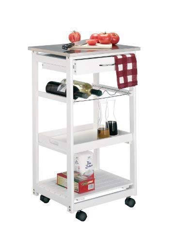 Zeller 13772 - Carrito de Cocina con Parte Superior en Acero Inoxidable (47 x 37 x 82 cm), Color Blanco