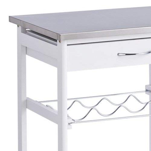 Zeller 13772 - Carrito de Cocina con Parte Superior en Acero Inoxidable (47 x 37 x 82 cm), Color Blanco