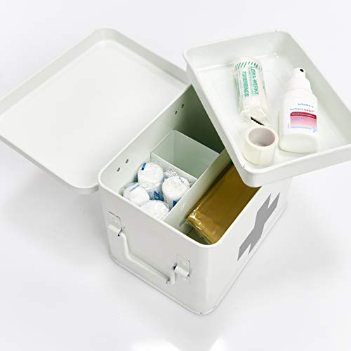 Zeller 18118 Caja de Medicina de Metal, Blanco, 21.5x16x16 cm