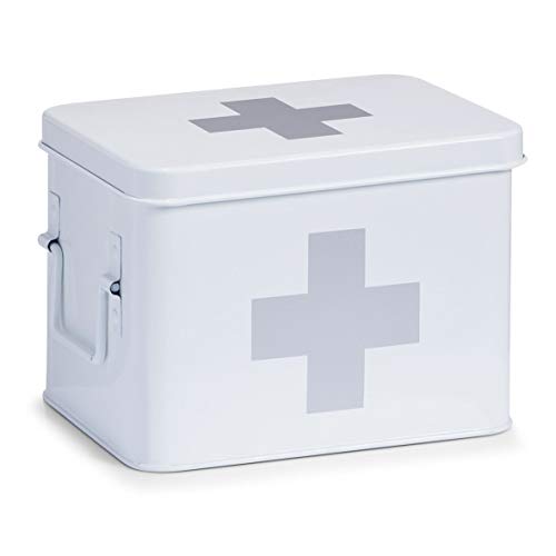 Zeller 18118 Caja de Medicina de Metal, Blanco, 21.5x16x16 cm