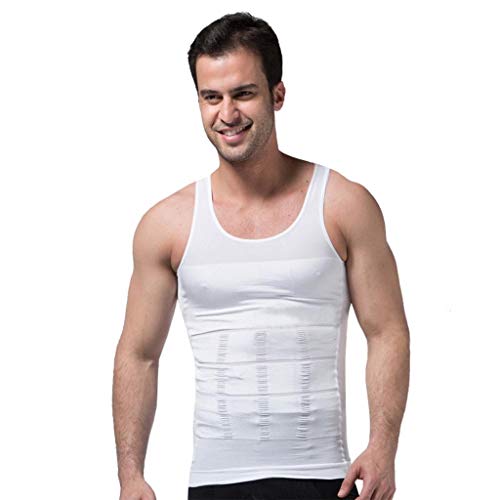 ZEROBODYS Incredible Series Camiseta de Hombre de Compresión modeladora y reductora con efecto adelgazante, Chicos Hombre Unisex, blanco, Medium