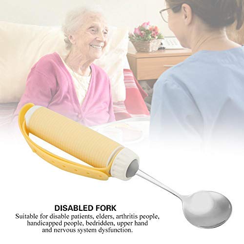 Zerodis Juego de Tenedor de Cuchara para Pacientes discapacitados Artritis Anciano utensilio Extra¨ªble Giratorio para Comer vajillas para Pacientes discapacitados Ancianos con discapacidad(Cuchara)